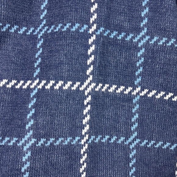 Tally Ho Vintage Navy Blue Checked Cardigan Sweater - Picture 6 of 8